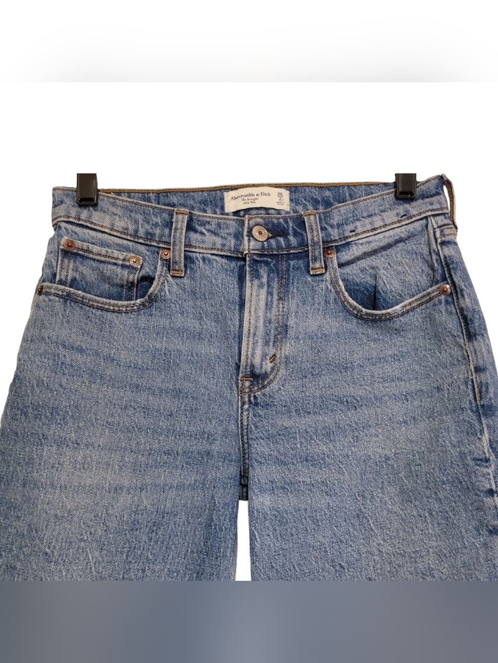 Abercrombie & Fitch The Straight Mid Rise Jeans Womens 2 Short, 28W Curve Love - Picture 2 of 5